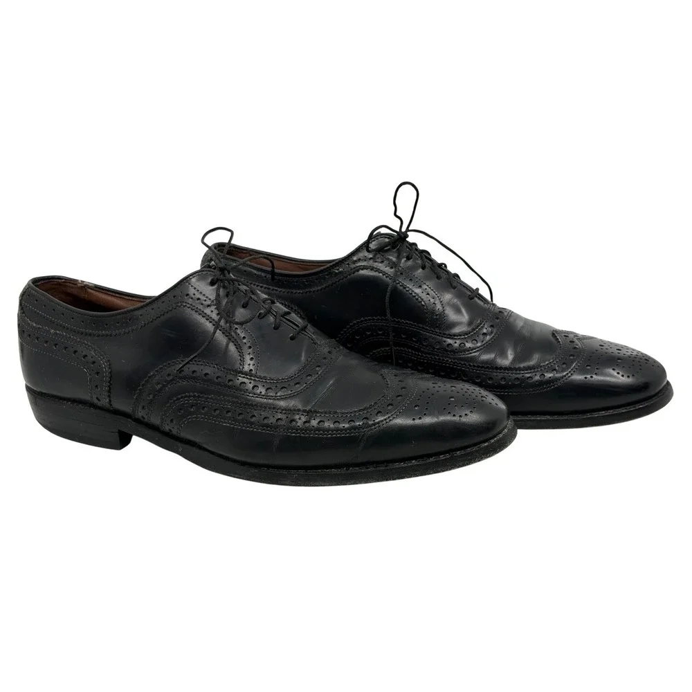 Allen Edmonds McAllister Mens Black Leather Wingtip Oxford Dress Shoes 9.5 B